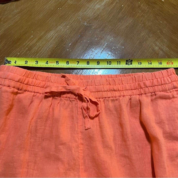 J. Crew Apricot Orange Linen Cropped Pull On Pants Size Large Lagenlook Beachy - Picture 9 of 12